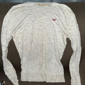 Hollister Men's Heathered White Long Sleeve Tee